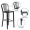 Merrick Lane Santorini 30 Inch Galvanized Steel Indoor/Outdoor Counter Bar Stool With Slatted Back And Powder Coated Finish
